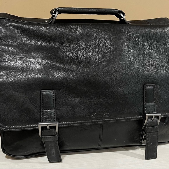 Beautiful Black Leather Kenneth Cole Brief/Laptop Case - Picture 1 of 9